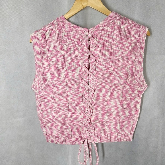 Steve Madden Cicilla Pink Tulle Sleeveless Sweater Size Large - Picture 3 of 8